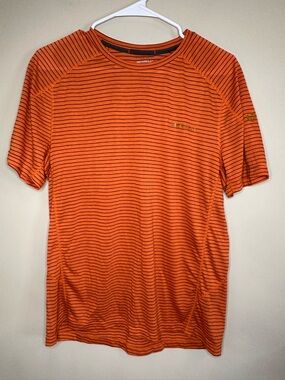 Merrell Orange and Black Striped Short-Sleeve Performance Tee